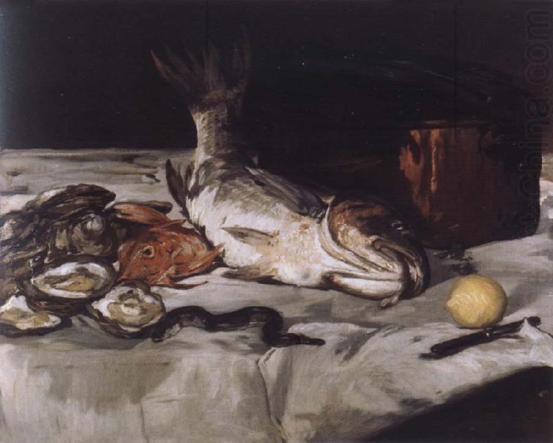 Style life with carp and oysters, Edouard Manet